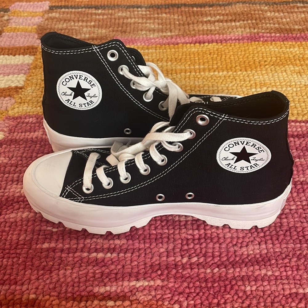 Lugged Sole Converse High Tops in Black